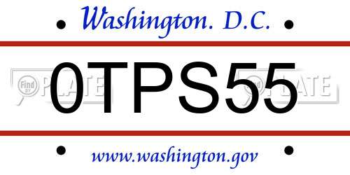 0TPS55 District Of Columbia License Plate