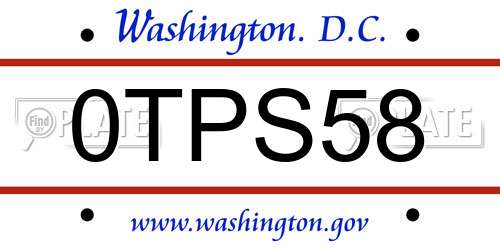 0TPS58 District Of Columbia License Plate