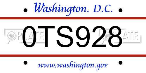 0TS928 District Of Columbia License Plate