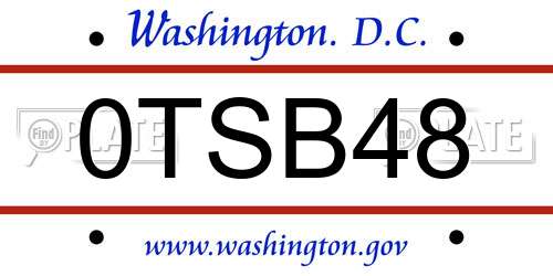 0TSB48 District Of Columbia License Plate
