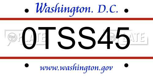 0TSS45 District Of Columbia License Plate