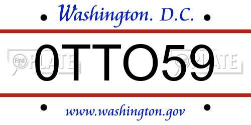 0TTO59 District Of Columbia License Plate