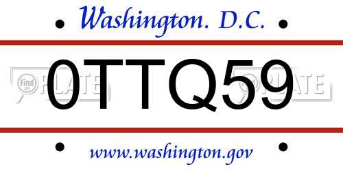 0TTQ59 District Of Columbia License Plate