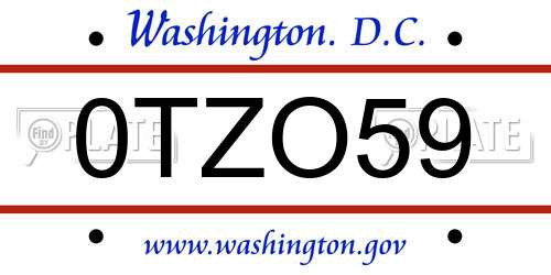 0TZO59 District Of Columbia License Plate