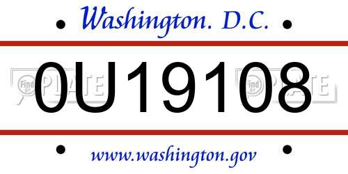 0U19108 District Of Columbia License Plate