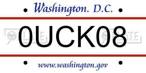 0UCK08 District Of Columbia License Plate