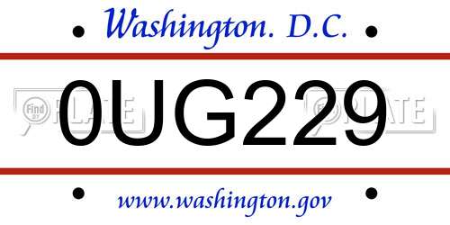 0UG229 District Of Columbia License Plate