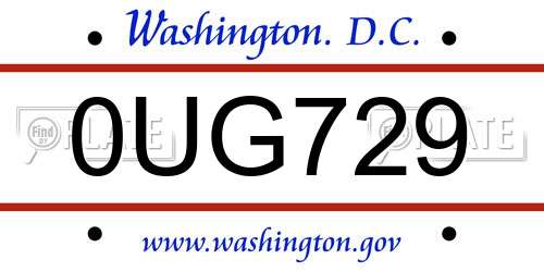 0UG729 District Of Columbia License Plate