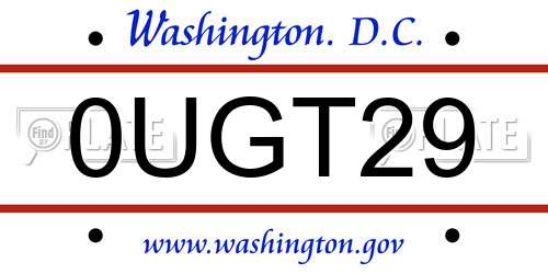 0UGT29 District Of Columbia License Plate