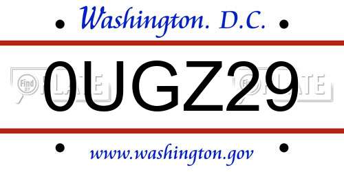 0UGZ29 District Of Columbia License Plate