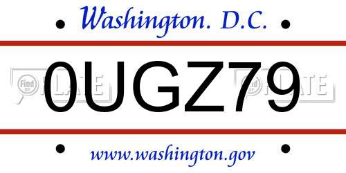 0UGZ79 District Of Columbia License Plate
