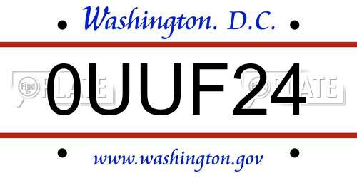 0UUF24 District Of Columbia License Plate