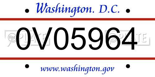 0V05964 District Of Columbia License Plate