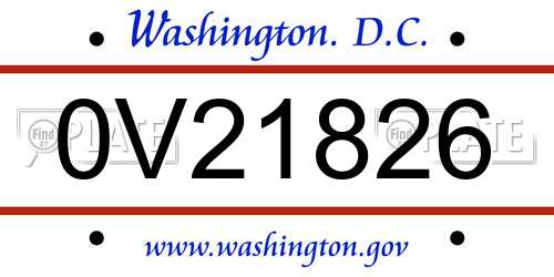 0V21826 District Of Columbia License Plate