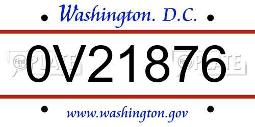 0V21876 District Of Columbia License Plate