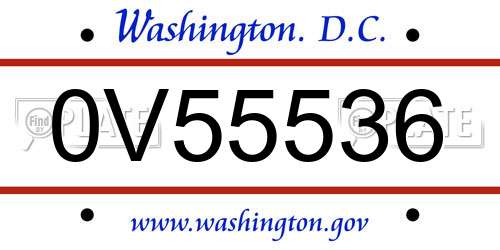 0V55536 District Of Columbia License Plate