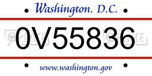 0V55836 District Of Columbia License Plate