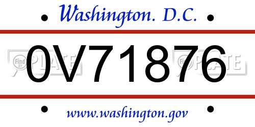 0V71876 District Of Columbia License Plate