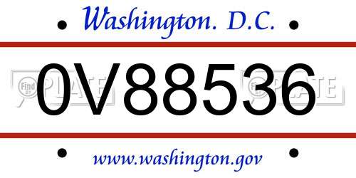 0V88536 District Of Columbia License Plate