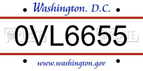0VL6655 District Of Columbia License Plate