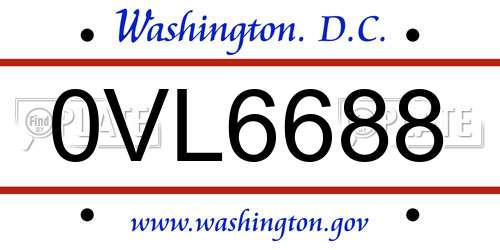 0VL6688 District Of Columbia License Plate