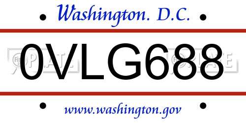 0VLG688 District Of Columbia License Plate