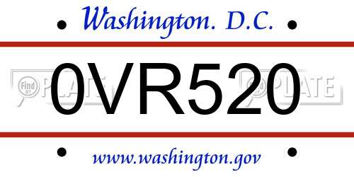 0VR520 District Of Columbia License Plate