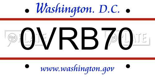 0VRB70 District Of Columbia License Plate