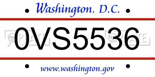 0VS5536 District Of Columbia License Plate