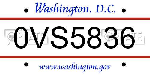 0VS5836 District Of Columbia License Plate