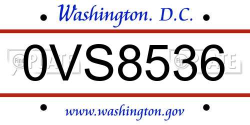 0VS8536 District Of Columbia License Plate