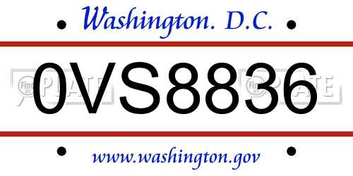 0VS8836 District Of Columbia License Plate