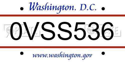 0VSS536 District Of Columbia License Plate