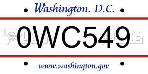 0WC549 District Of Columbia License Plate