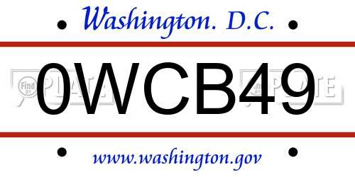0WCB49 District Of Columbia License Plate
