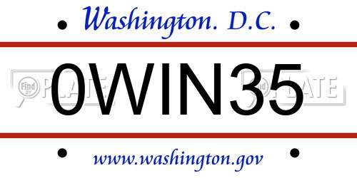 0WIN35 District Of Columbia License Plate