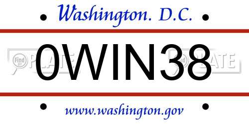 0WIN38 District Of Columbia License Plate
