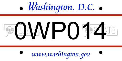 0WP014 District Of Columbia License Plate