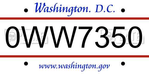 0WW7350 District Of Columbia License Plate