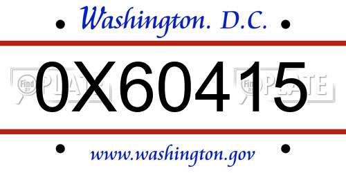 0X60415 District Of Columbia License Plate