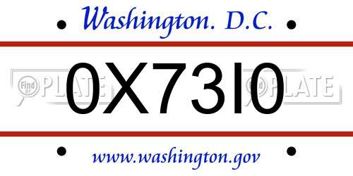 0X73I0 District Of Columbia License Plate