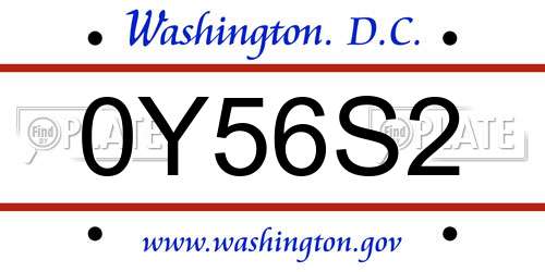 0Y56S2 District Of Columbia License Plate