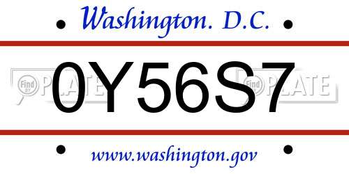 0Y56S7 District Of Columbia License Plate