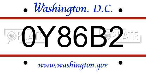 0Y86B2 District Of Columbia License Plate