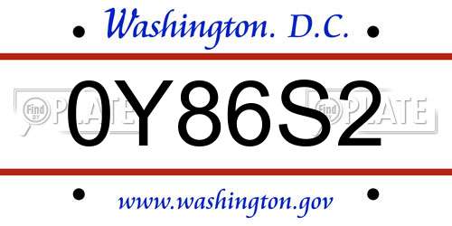 0Y86S2 District Of Columbia License Plate