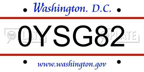 0YSG82 District Of Columbia License Plate