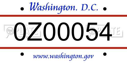 0Z00054 District Of Columbia License Plate