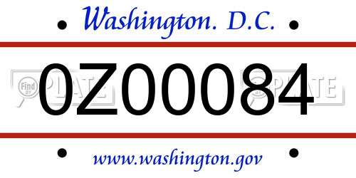 0Z00084 District Of Columbia License Plate