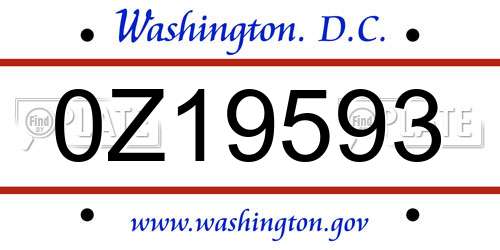 0Z19593 District Of Columbia License Plate