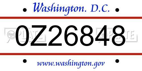0Z26848 District Of Columbia License Plate